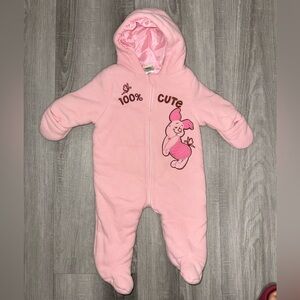 Piglet Hooded Fleece Snowsuit Pink 3-6 Months Winnie the Pooh Baby Outerwear